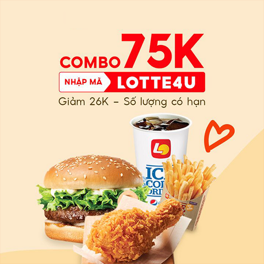 Lotteria khuyến mãi giảm 26k cho combo 75k qua Now
