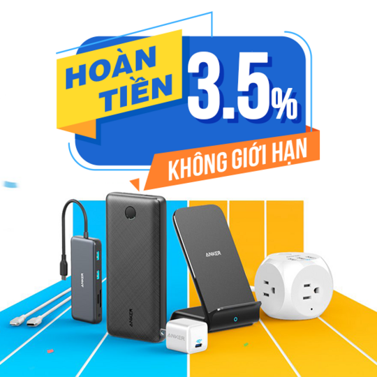 Anker hoàn 3.5% khi mua sp Anker tại Shopee