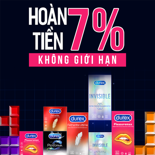 Durex hoàn 7% khi mua sp Durex tại Shopee