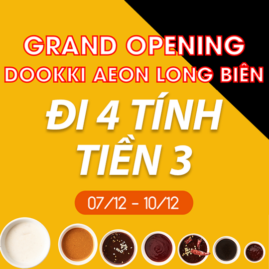 Dookki khuyến mãi đi 4 tính 3 tại Aeon Long Biên