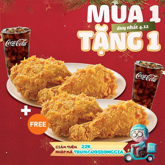 Popeyes khuyến mãi mua 1 tặng 1 vào thứ 6