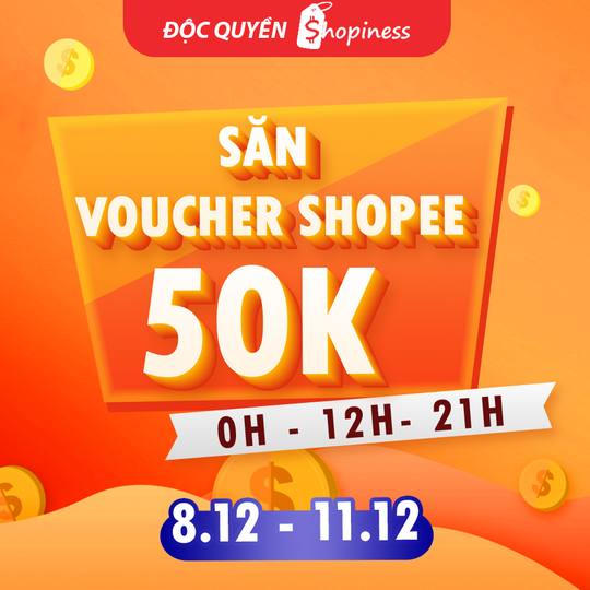 Shopee săn voucher 50K độc quyền tại Shopiness