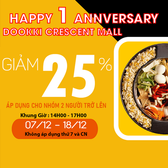 Dookki khuyến mãi 25%/người cho nhóm từ 2 người