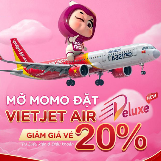 Vietjet Air khuyến mãi 20% giá vé qua Momo