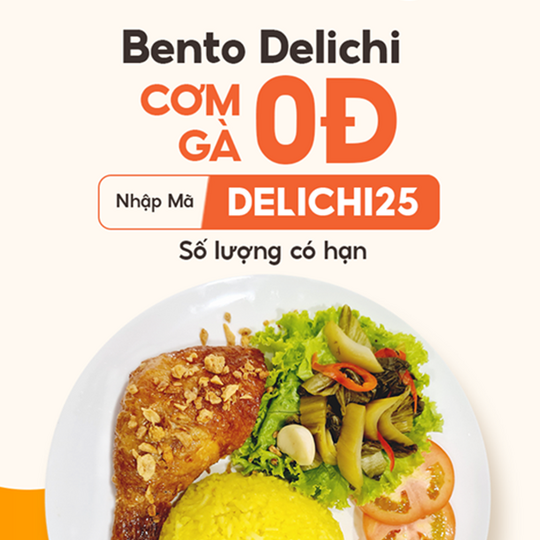 Shopee Food khuyến mãi cơm gà bento delichi 0Đ