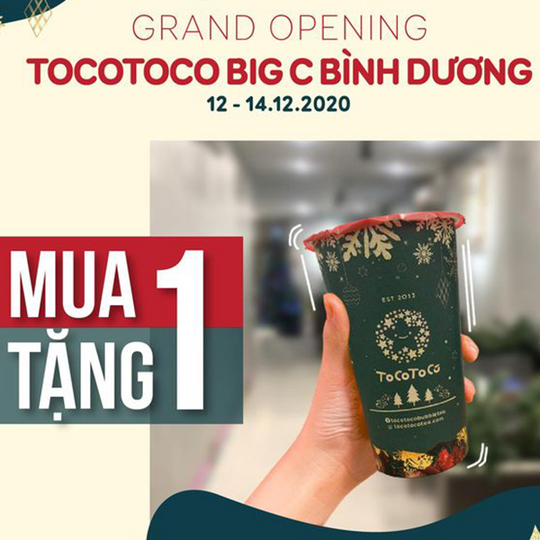 Tocotoco khuyến mãi mua 1 tặng 1 tại Bình Dương