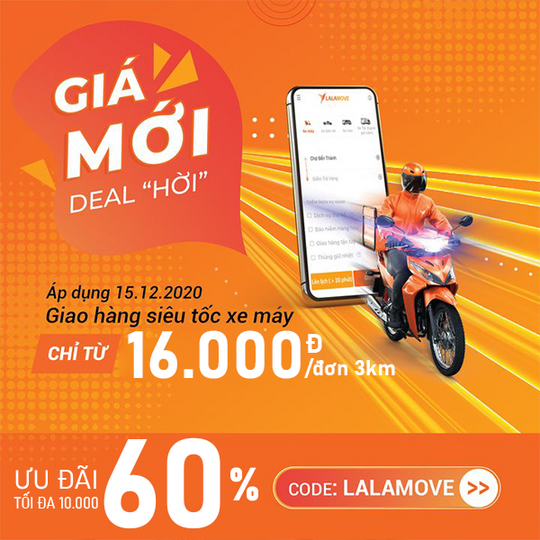 Lalamove khuyến mãi đến 60% phí ship giao hàng