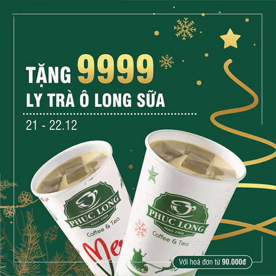 Phúc Long khuyến mãi 9999 ly Trà sữa qua Grab