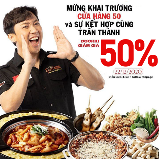 Dookki khuyến mãi 50%/người vào 22/12