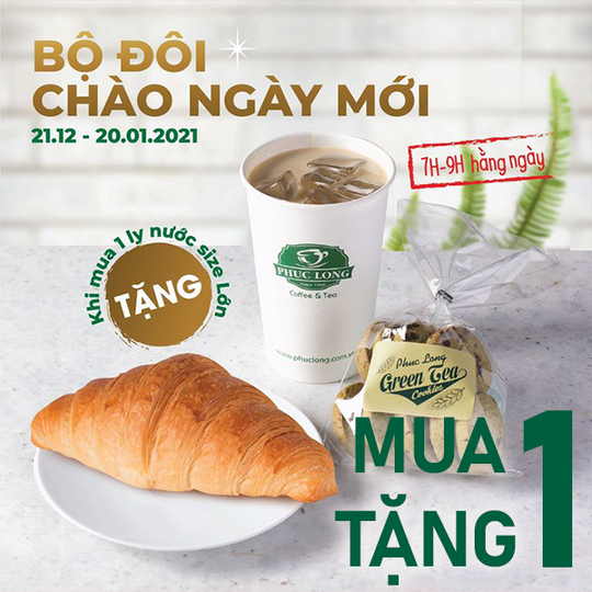 Phúc Long khuyến mãi mua 1 tặng 1 khung giờ vàng