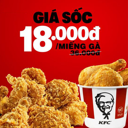 KFC khuyến mãi chỉ 18k/miếng gà
