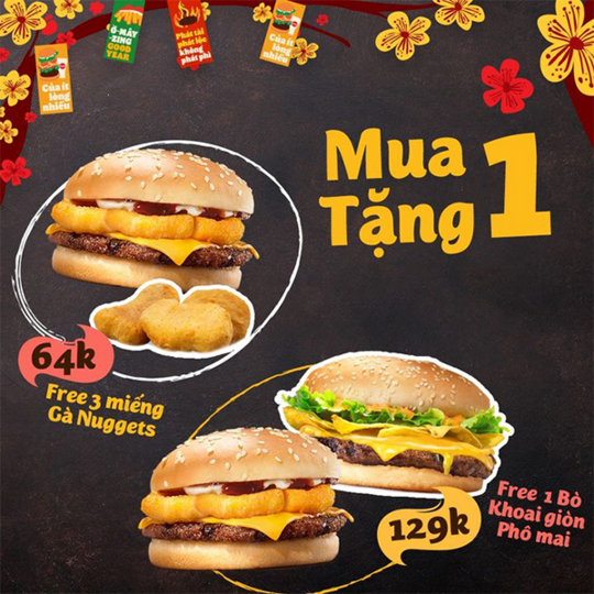 Burger King khuyến mãi mua 1 tặng 1 qua Gojek