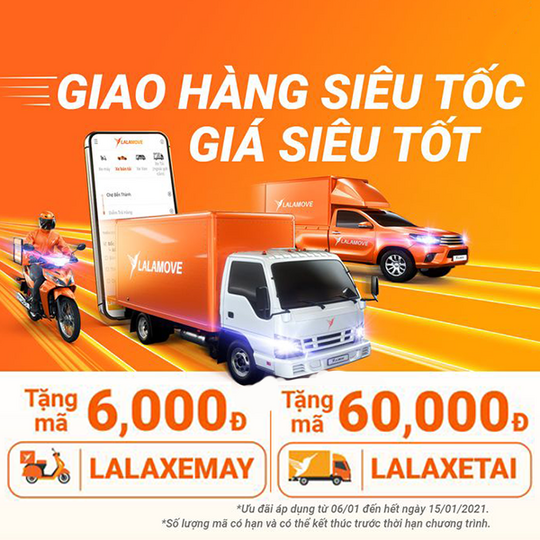 Lalamove khuyến mãi giá ship xe máy từ 16k