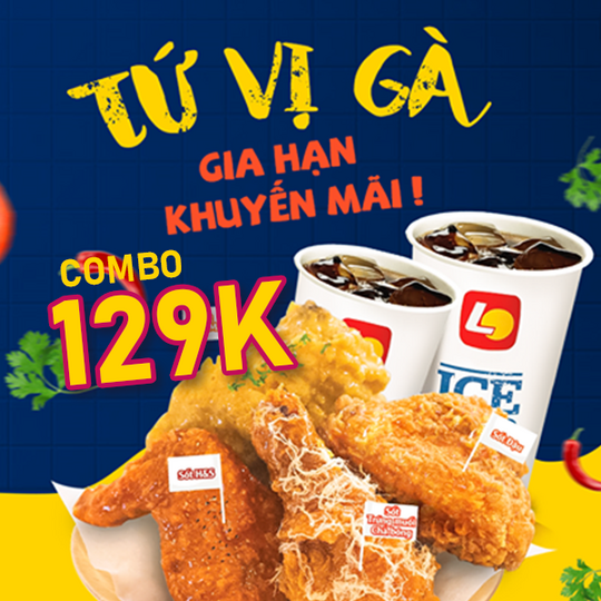 Lotteria khuyến mãi combo tứ vị gà 129K