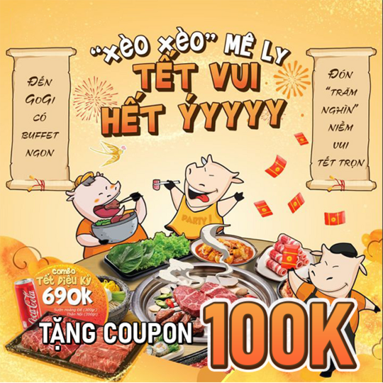 Gogi House khuyến mãi coupon 100k từ Gogi