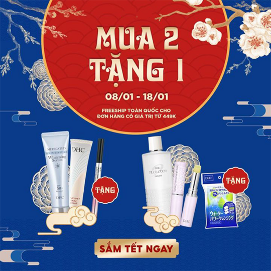 DHC khuyến mãi mua 2 tặng 1 nhiều sản phẩm