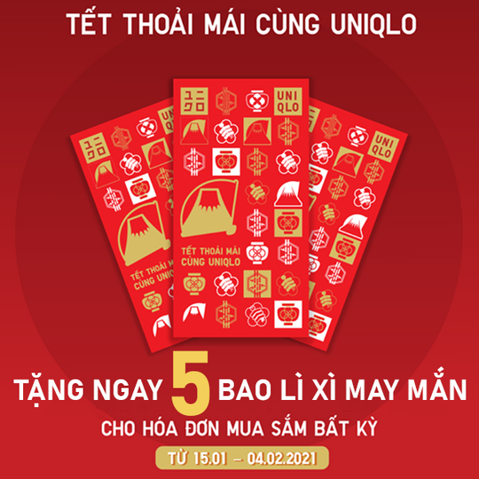 UNIQLO  tặng 01 set bao lì xì cho mỗi hoá đơn