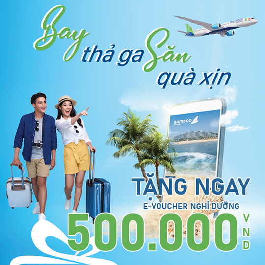 Bamboo Airways tặng E-voucher 500k khi đặt vé bay