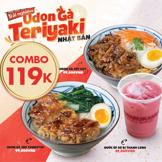 Marukame Udon khuyến mãi combo mì Udon 119k