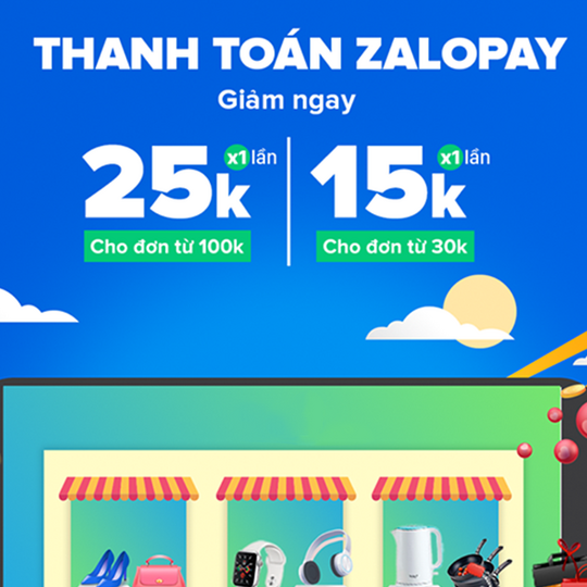 Lazada khuyến mãi tới 25k qua ví Zalopay