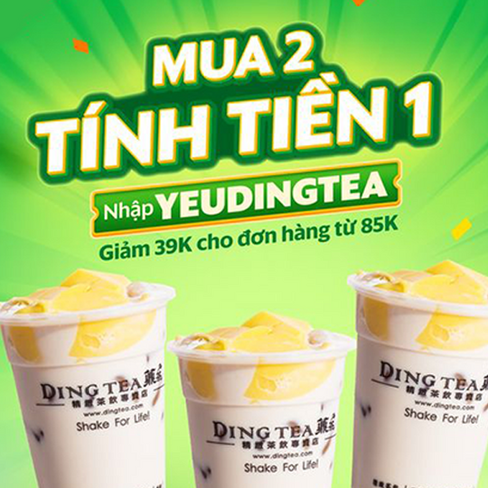 GrabFood mua 2 tặng 1 trà sữa DingTea