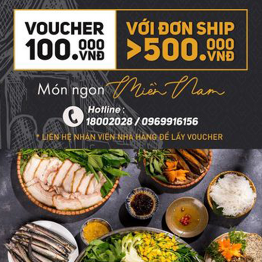 Nhà Hàng Phương Nam tặng voucher 100K với đơn ship từ 500k