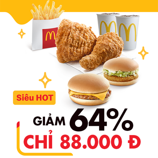 McDonald's khuyến mãi 64% combo 2 người với giá 88k 
