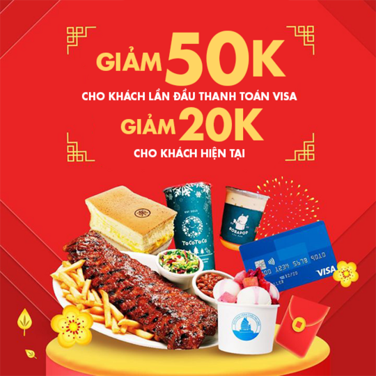Shopee Food khuyến mãi đến 50k TT bằng thẻ Visa