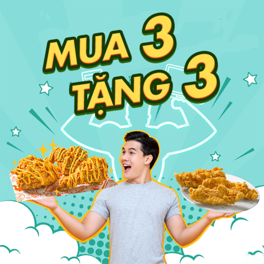 Popeyes ưu đãi mua 3 tặng 3
