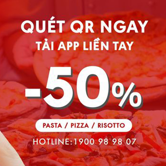 Buzza Pizza khuyến mãi 50% Pizza, Pasta, Risotto
