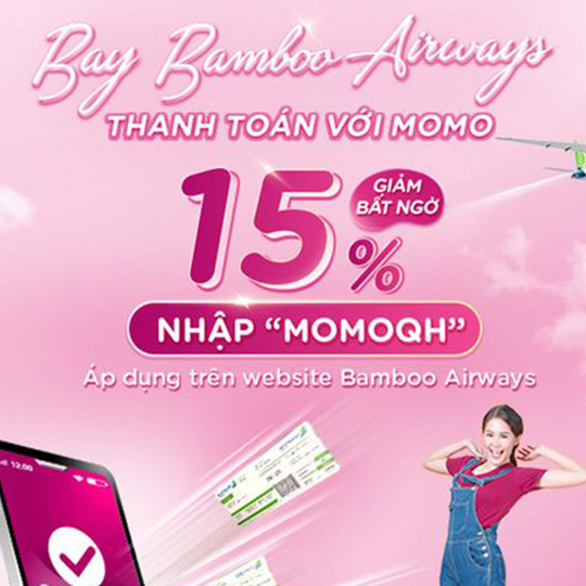 Bamboo Airways giảm 15% khi thanh toán qua ví Momo