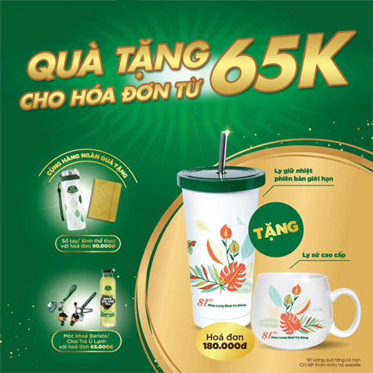 Phúc Long ưu đãi quà tặng mừng khai trương
