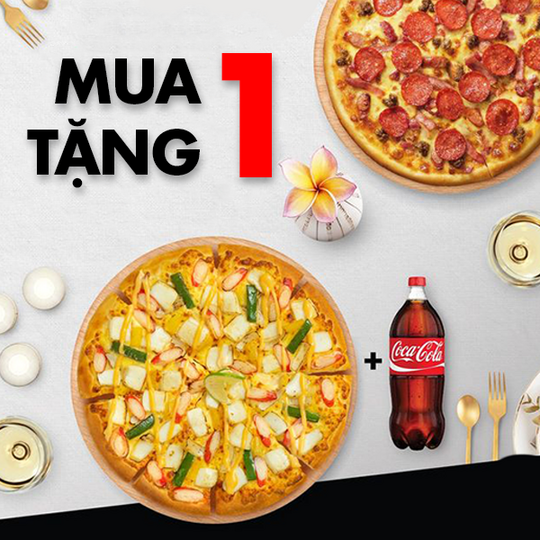 Pizza Hut Ưu đãi mua 1 tặng 1 với Pizza nhân phủ