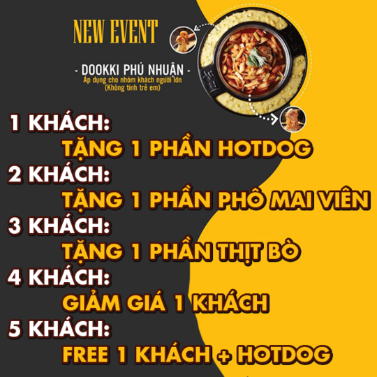 Dookki khuyến mãi phần ăn tại Dookki Phú Nhuận