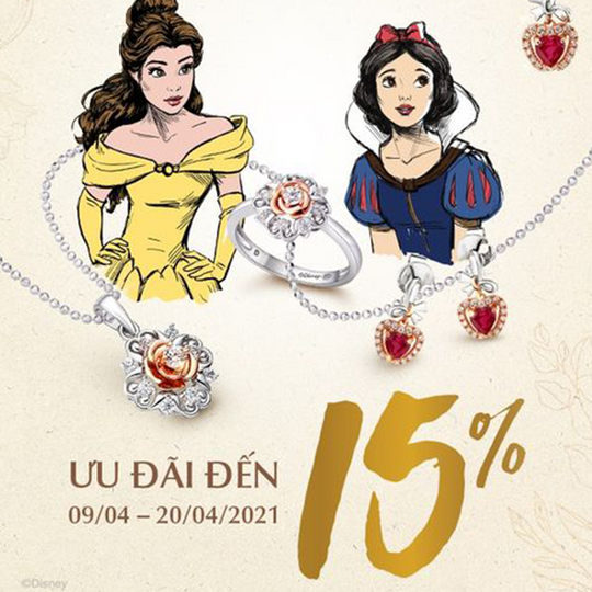 PNJ  Khuyến mãi đến 15% trang sức Disney
