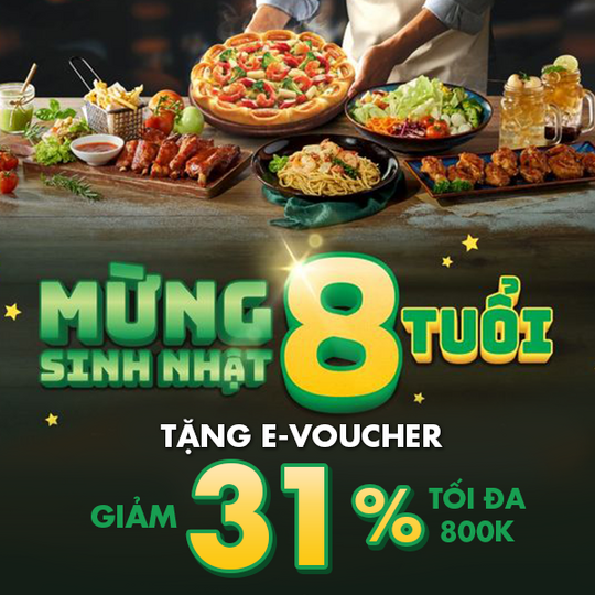 The Pizza Company ưu đãi E-voucher giảm 31%