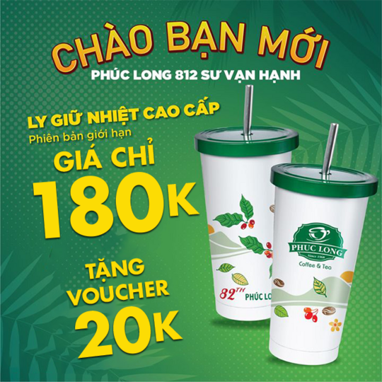 Phúc Long ưu đãi gift voucher 20k mừng khai trương