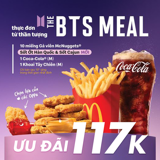 McDonald's ưu đãi Phần ăn của BTS với giá 117k