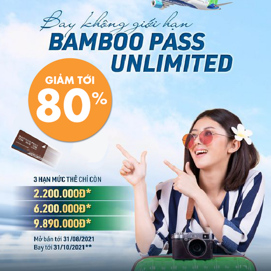 Bamboo Airways ưu đãi tới 80% các gói thẻ bay