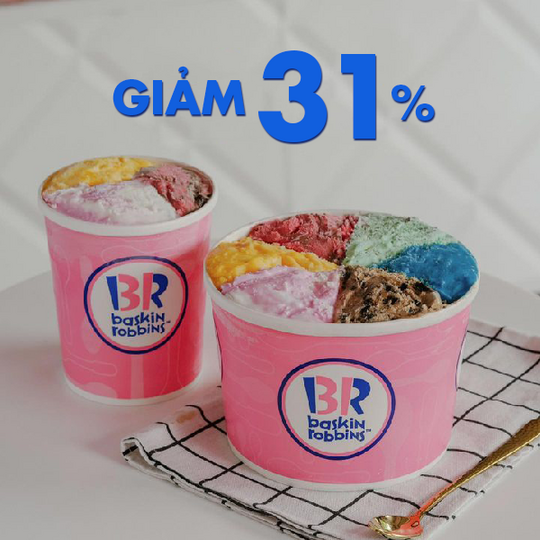 Baskin Robbins khuyến mãi 31% kem hộp Fresh Pack 