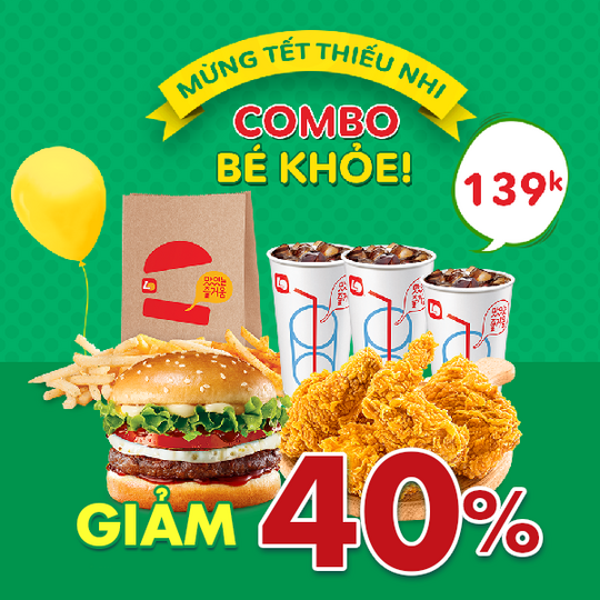 Lotteria ưu đãi combo từ 139k