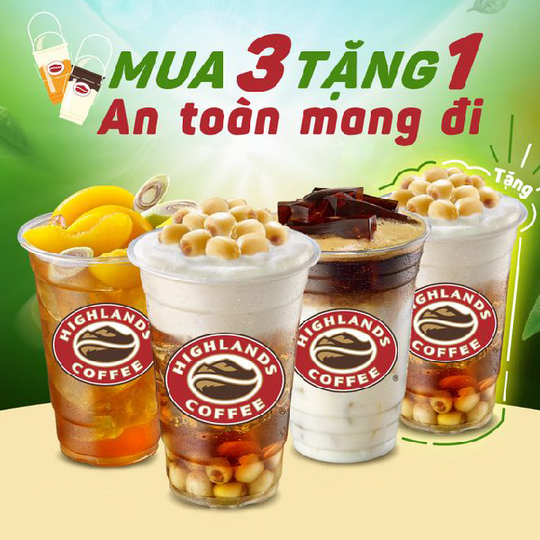 Highlands Coffee ưu đãi mua 3 tặng 1