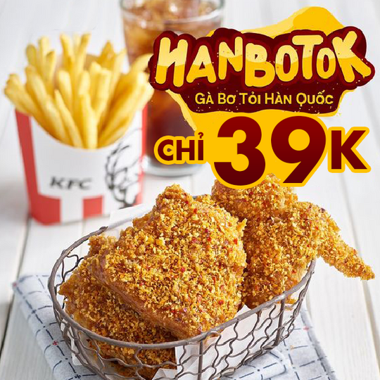 KFC ưu đãi Gà Hanbotok 39k/miếng