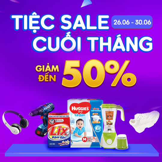 Sendo tiệc sale cuối tháng, giảm đến 50% 