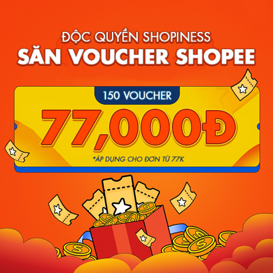 Shopee tặng voucher 77K cho khách hàng Shopiness