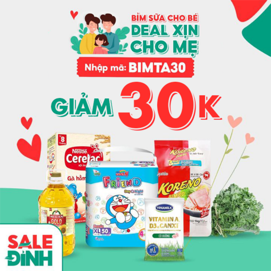 Shopee Food giảm 30k cho đơn hàng bỉm - tã 