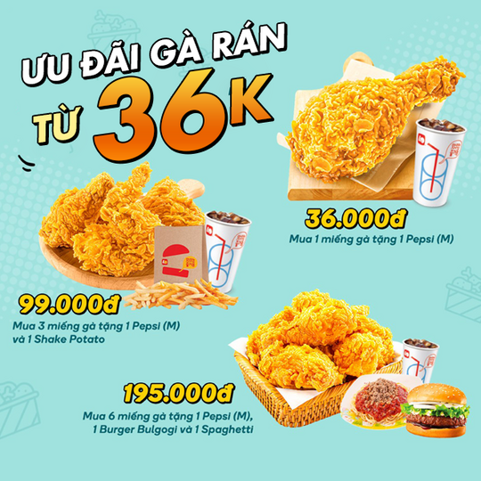 Lotteria ưu đãi combo gà rán từ 36k