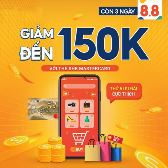 Shopee giảm đến 150k cho chủ thẻ SHB vào thứ 5