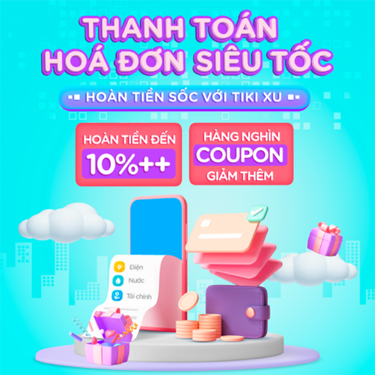 Tiki hoàn tiền đến 10% khi thanh toán hoá đơn