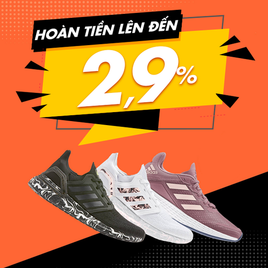 Adidas hoàn tiền 2.9% khi mua sắm qua website